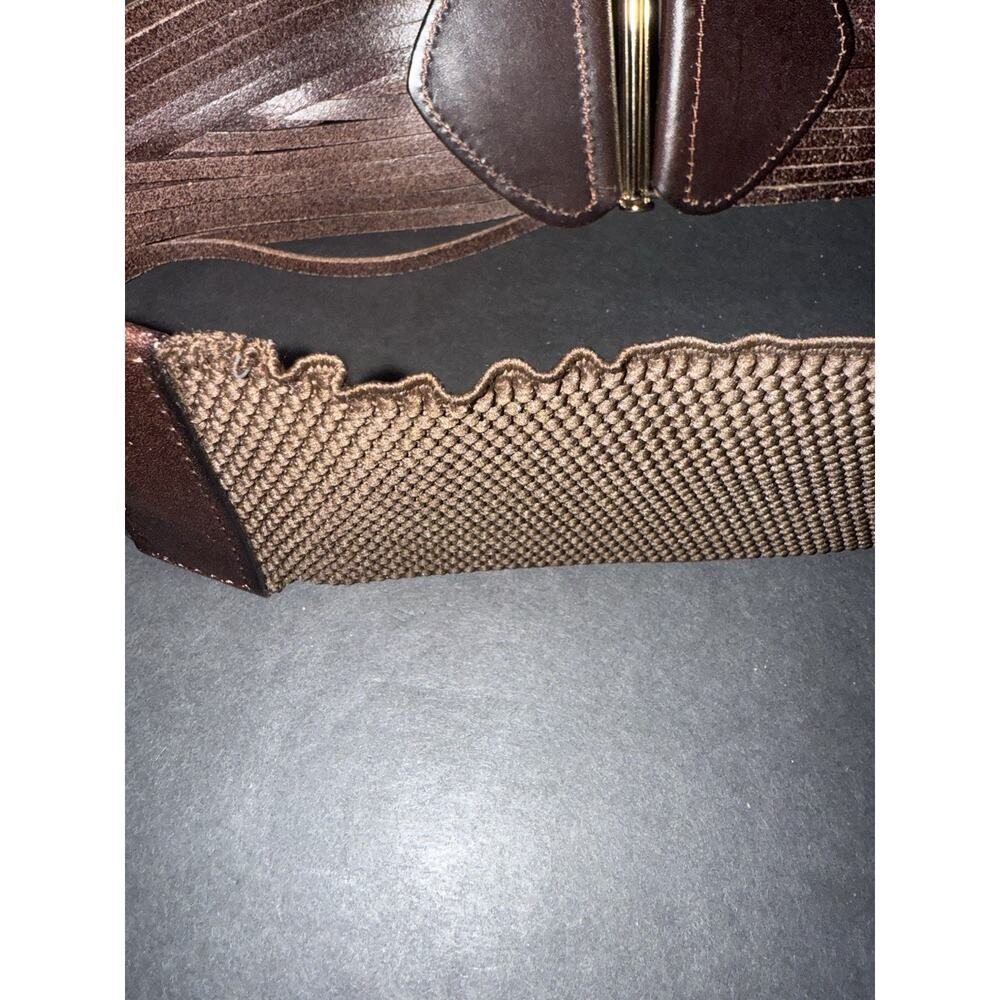 Vtg. Womens Wide Belt OS Leather Brown Boho Reteo Elastic Classic 80s 90s Y2K - Picture 6 of 6
